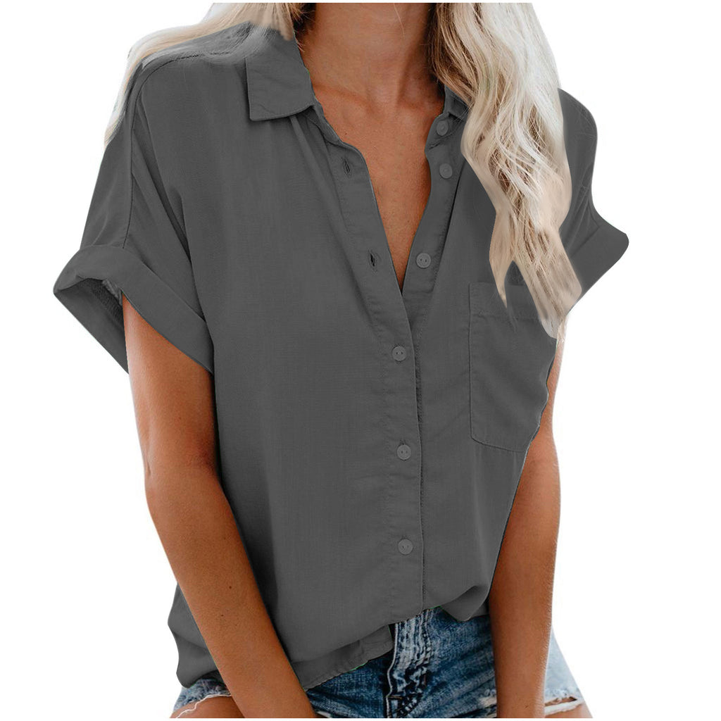 Ladies Lapel Button Shirt Summer by Ricaloux