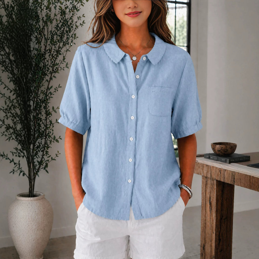 Womens Solid-color Loose-fit Casual Work Top by Ricaloux