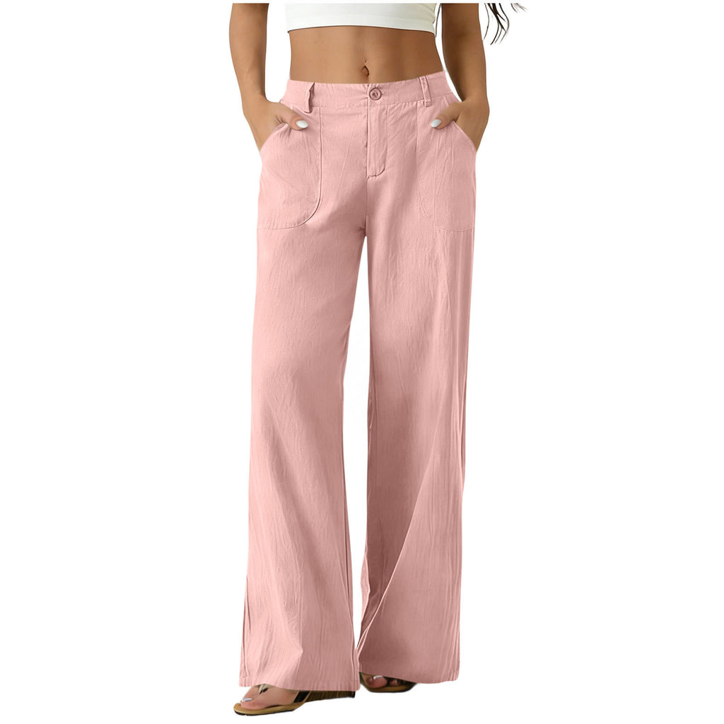 Womens Formal Suit Pants Elastic Waistband Patch Pockets Solid Color by Ricaloux