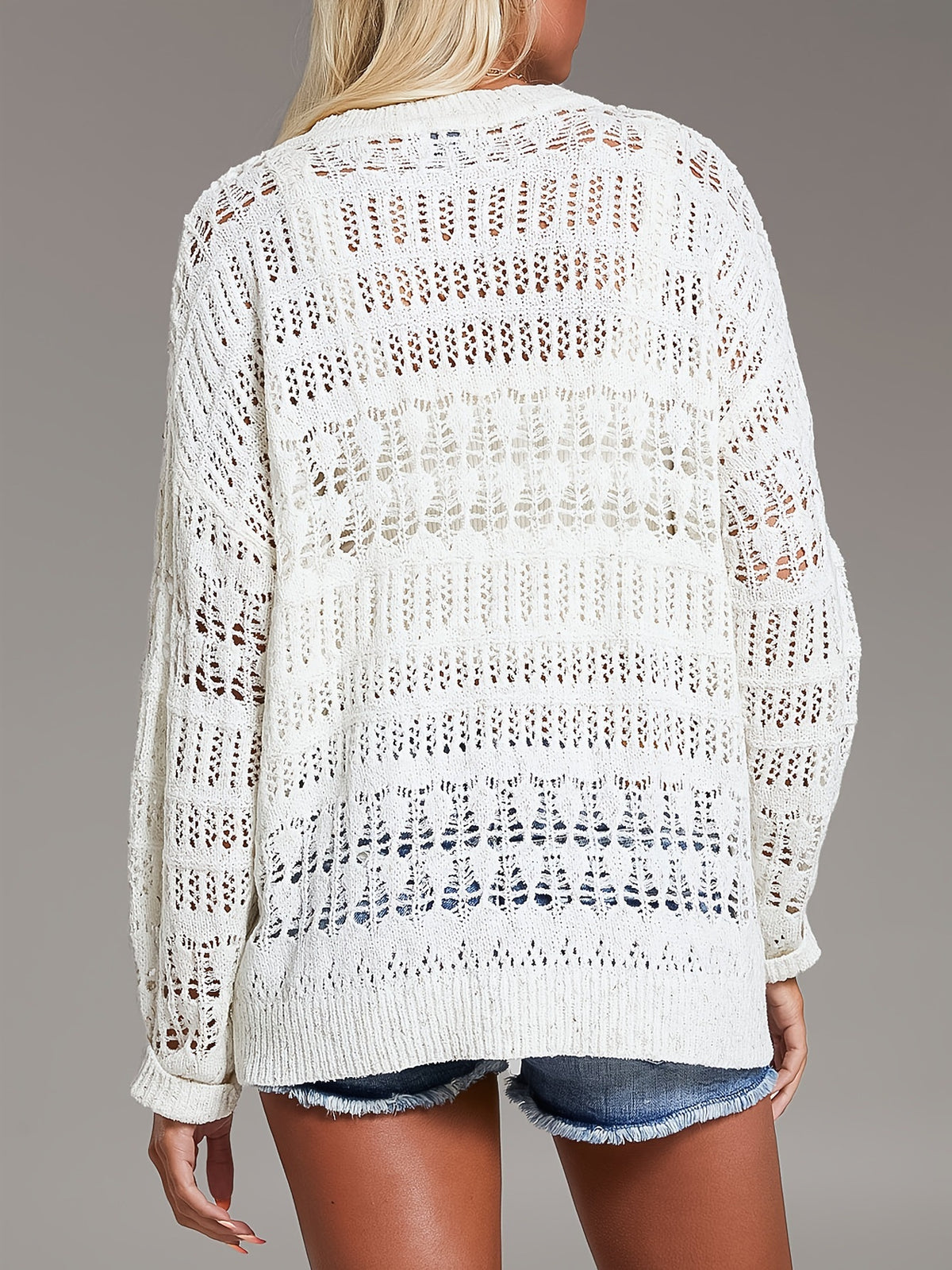 Semi-open-neck Casual Beach Cover-up Sweater by Ricaloux