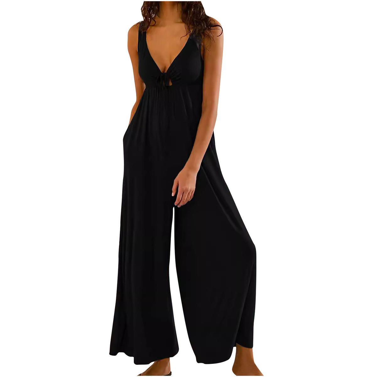 Elegant And Fashionable Wide-leg Pants With A Sexy Open-back V-neck – Premium 0 | RICALOUX