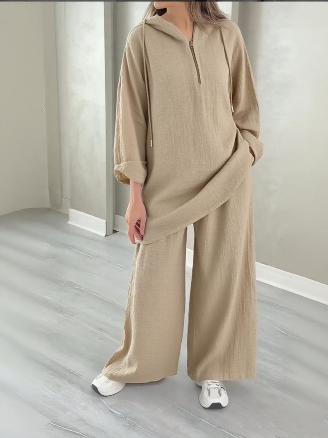 Half-zip Top And Wide-leg Pants Set – Premium 0 | RICALOUX