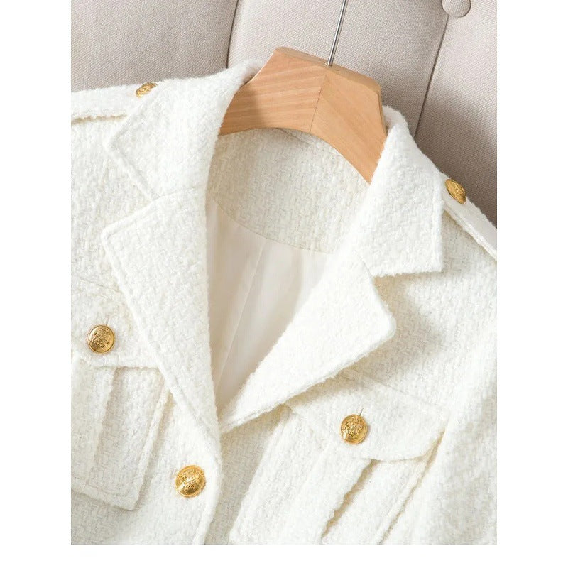 Off-white Tweed Short Jacket With A Chanel-style Collar – Premium 0 | RICALOUX