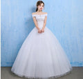Wedding dress new bride married Korean style Qi thin one word shoulder wedding tail shoulder spring and summer models - RICALOUX