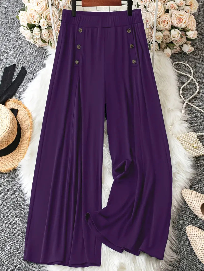 Solid-color Chic Springsummer Casual Wide-leg Trousers by Ricaloux