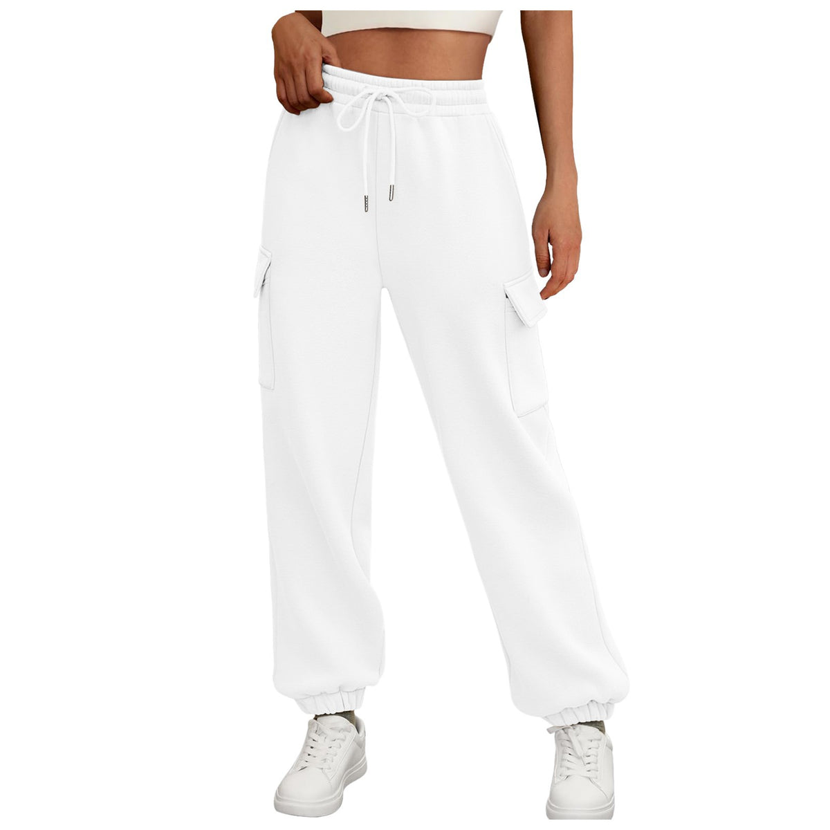 Women's Sweatpants Fleece Lined Baggy Athletic Jogger Trousers With Pockets Fall Casual Trendy Cargo Pants Fall Outfits - RICALOUX