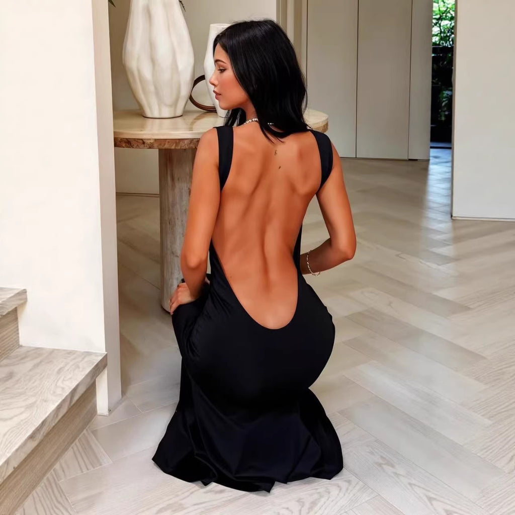 Sexy Backless Slim-Fit Arm-Covering Womens Dress by Ricaloux