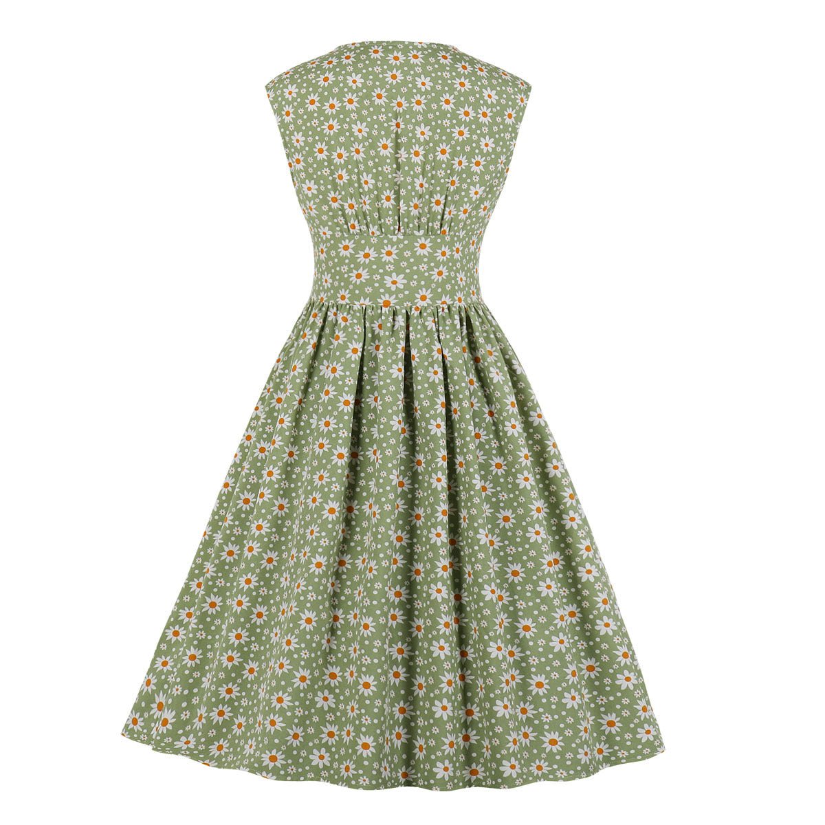 Women's long sleeveless retro floral dress - RICALOUX