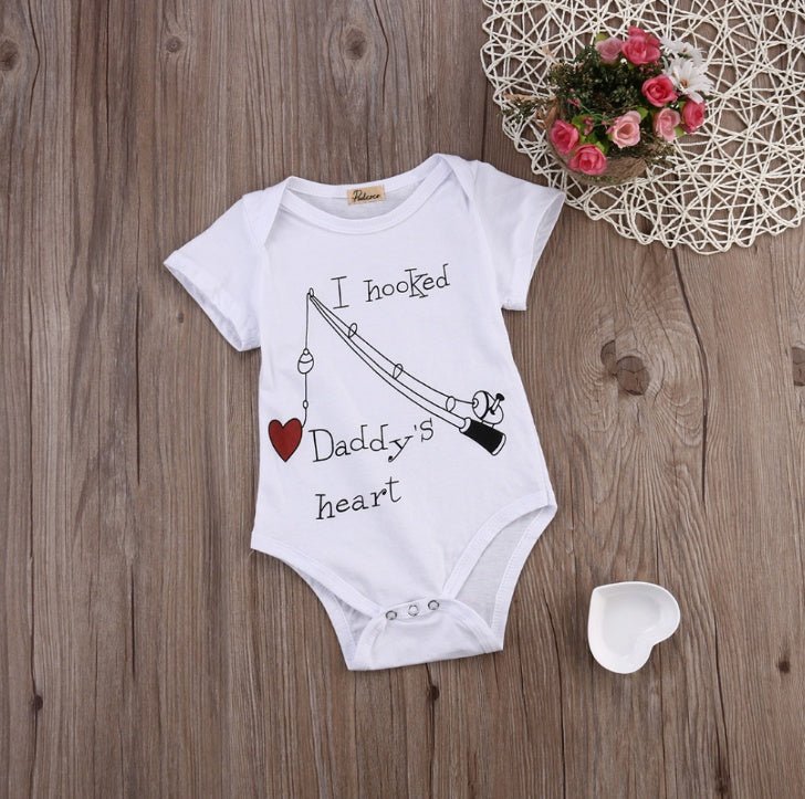 New Infant Baby By Boy Clothes Girl Babygrowth Playsuit Romper I Hooked Daddys Heart Newborn Baby Clothes UNISEX BABY Rompers - RICALOUX