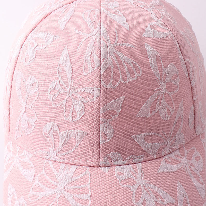 Solid-color Butterfly Printed Adjustable Simple And Sweet Peaked Cap Baseball Cap, Suitable For Couples' Date Shopping by Ricaloux
