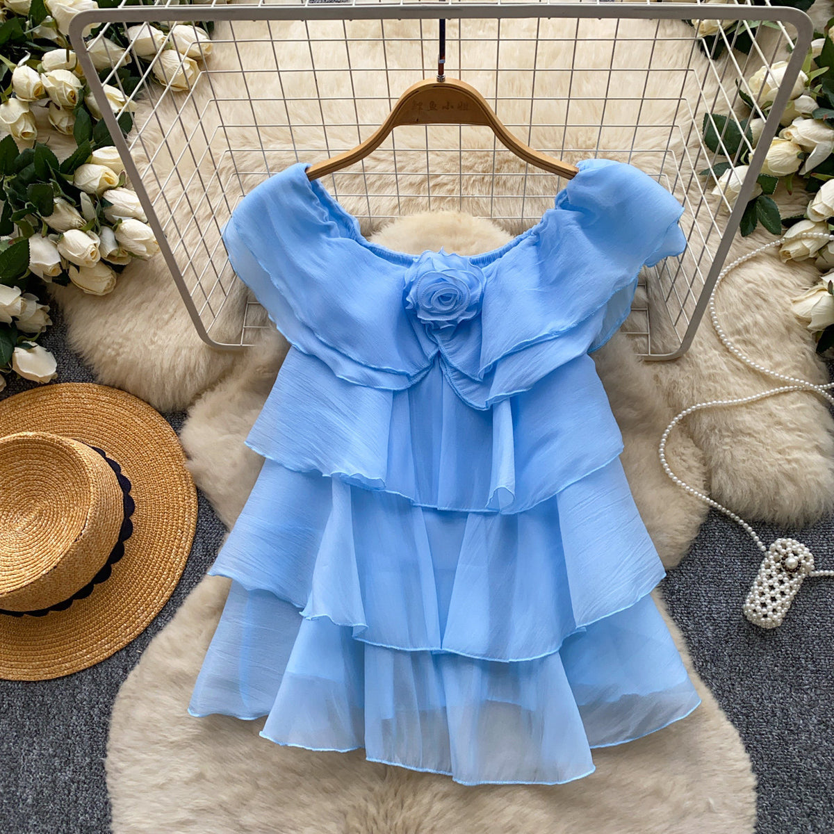 Womens Solid-color Chiffon Blouse With Ruffled Hem – Premium 0 | RICALOUX