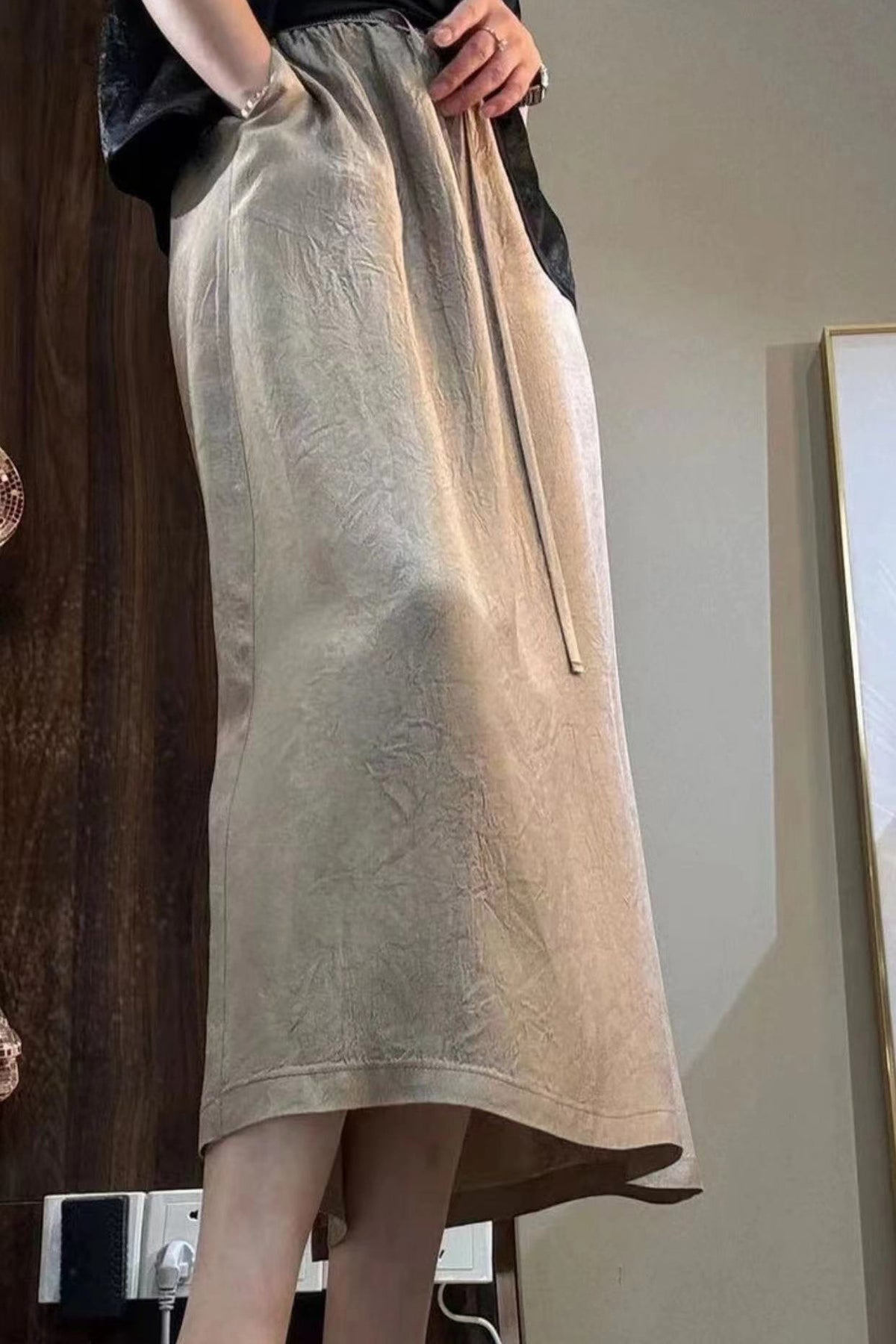 Acetate Satin A-line Skirt Womens Summer New Arrival – Premium 0 | RICALOUX