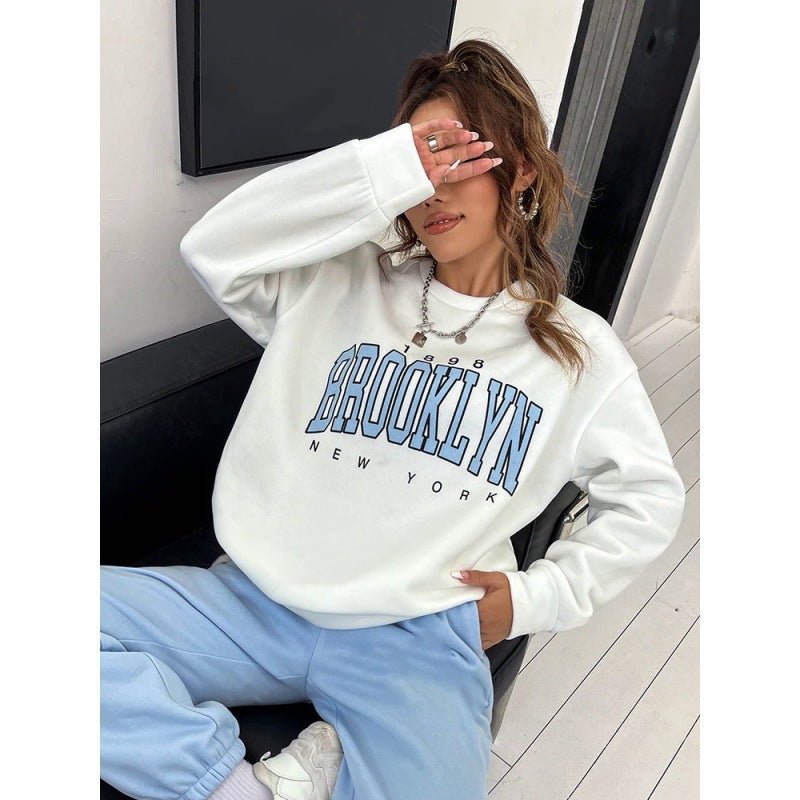 Women's Sweater Suit Hoodie Two-piece Pullover Letter Print 1898 New York Brooklyn - RICALOUX