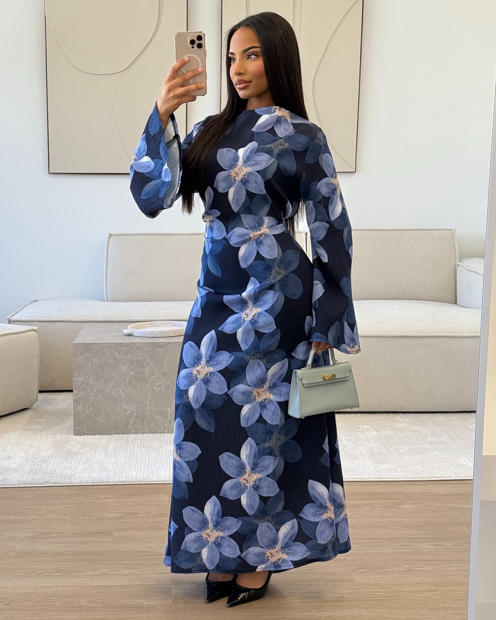 Women's Long-sleeve Plus-size Printed Dress by Ricaloux
