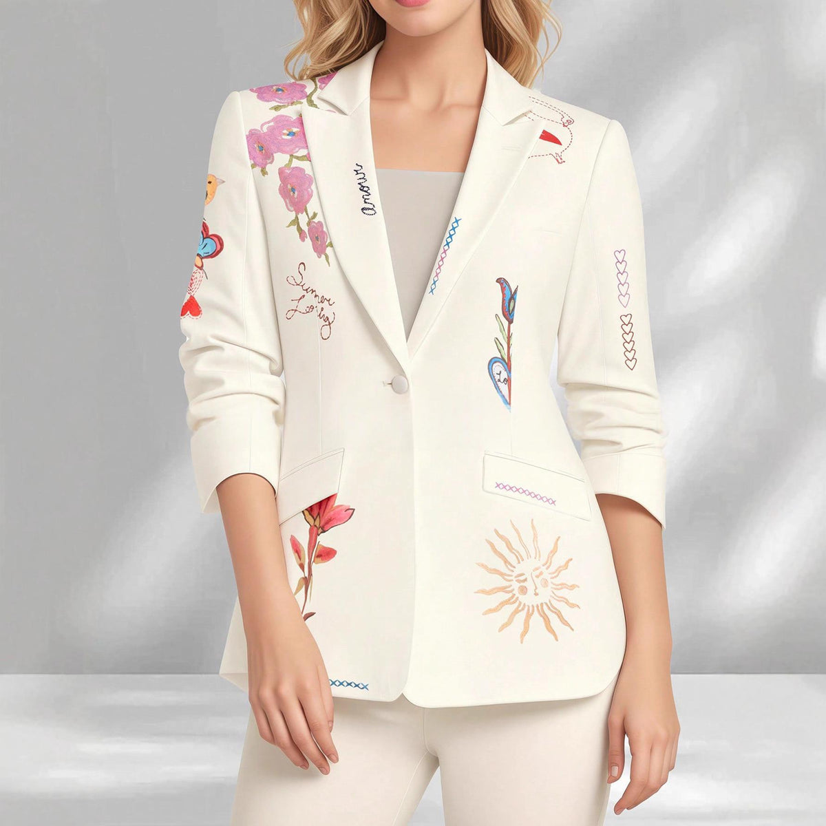 New Stylish Womens Tailored Blazer With A Lapel Western-style Long Sleeves by Ricaloux