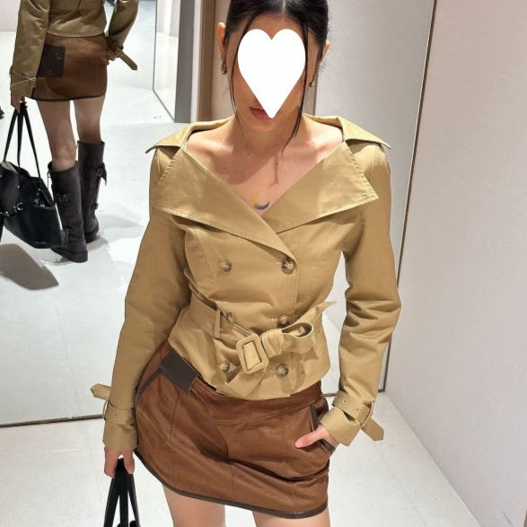 Womens Lapel Double-breasted Trench Coat – Premium 0 | RICALOUX