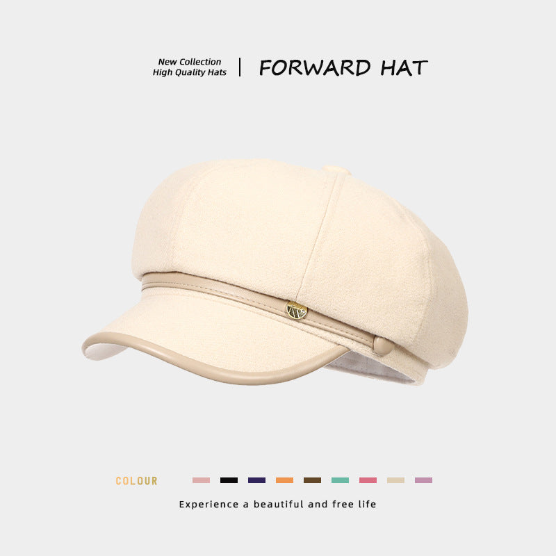 Korean-style Retro Wool Octagonal Hat Womens British Style – Premium 0 | RICALOUX