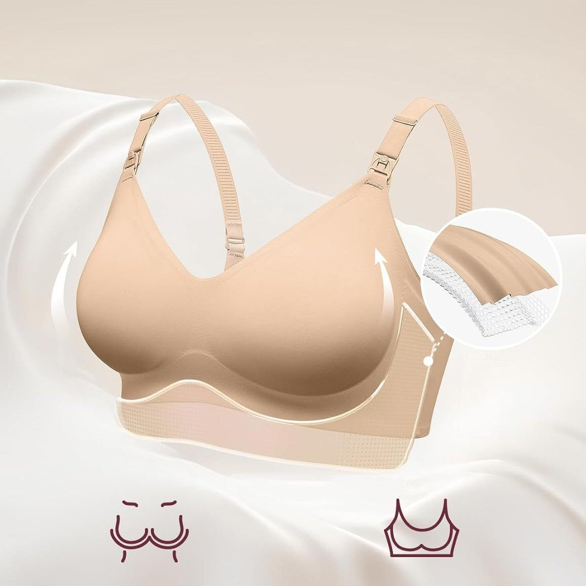 Womens Solid-color Minimalist Seamless Ultra-comfortable Maternity Bra by Ricaloux