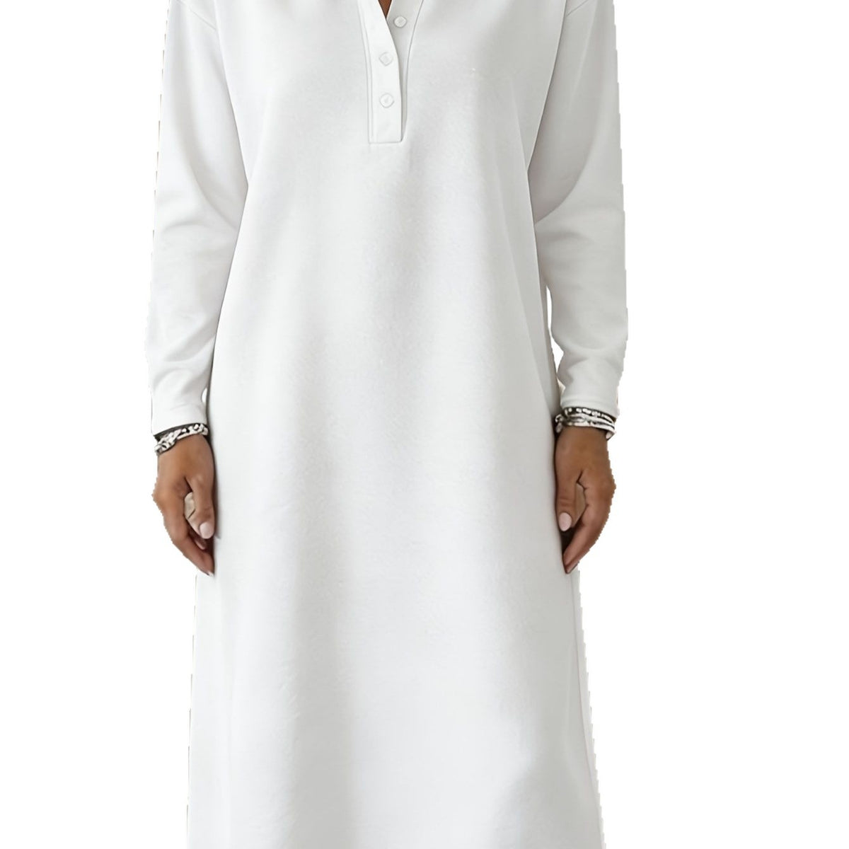 Knitted Sweater Dress With A Shirt Collar And Long Sleeves Simple And Elegant – Premium 0 | RICALOUX