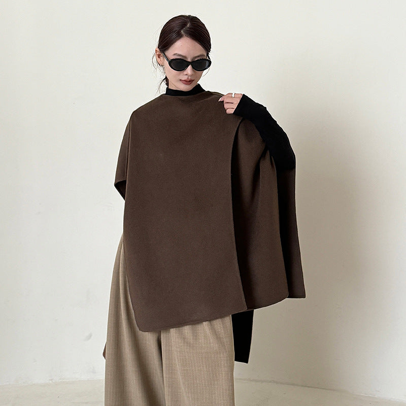 Womens Double-Sided Wool Cape Shawl Coat Jacket – Premium 0 | RICALOUX