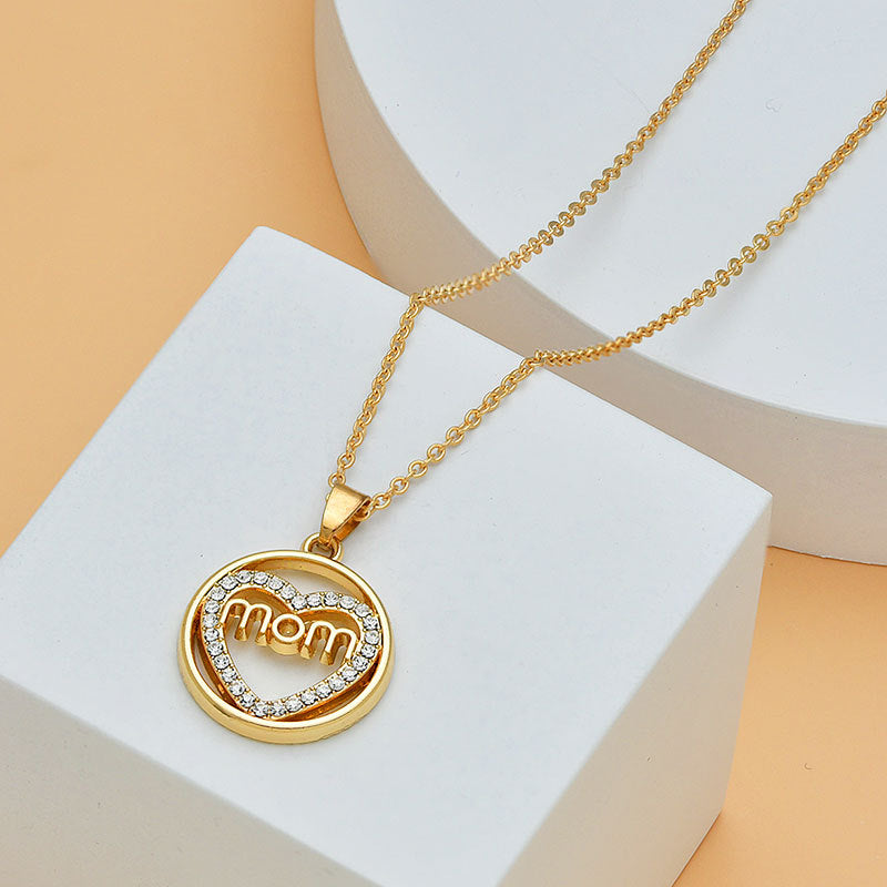 Mother's Day Mom Heart Shape With Diamond Letter Necklace For Women Fine Jewelry Women Accessories Fashion Jewelry by Ricaloux