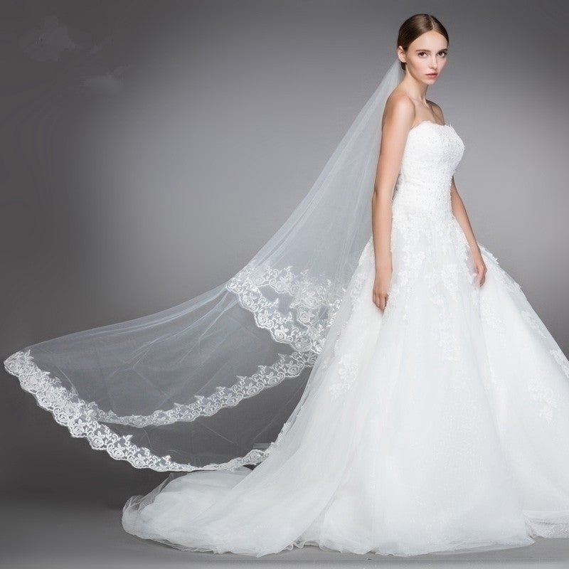Simple lace Korean bride veil - RICALOUX