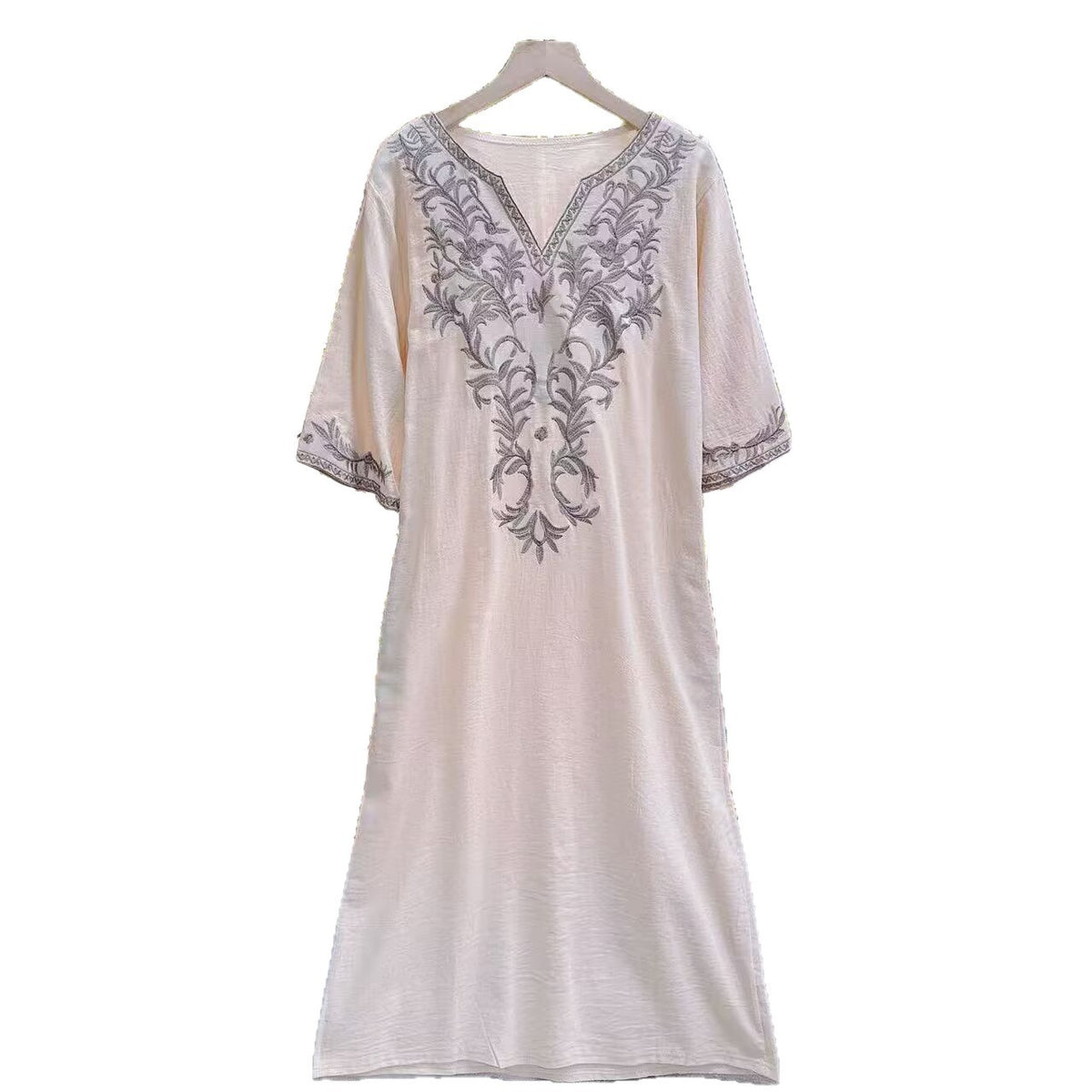 Vacation Style Artistic Dress Ethnic Inspired Embroidered One Piece Dress by Ricaloux