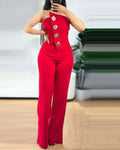 Women's Stitching Asymmetric Hem Jumpsuit - RICALOUX