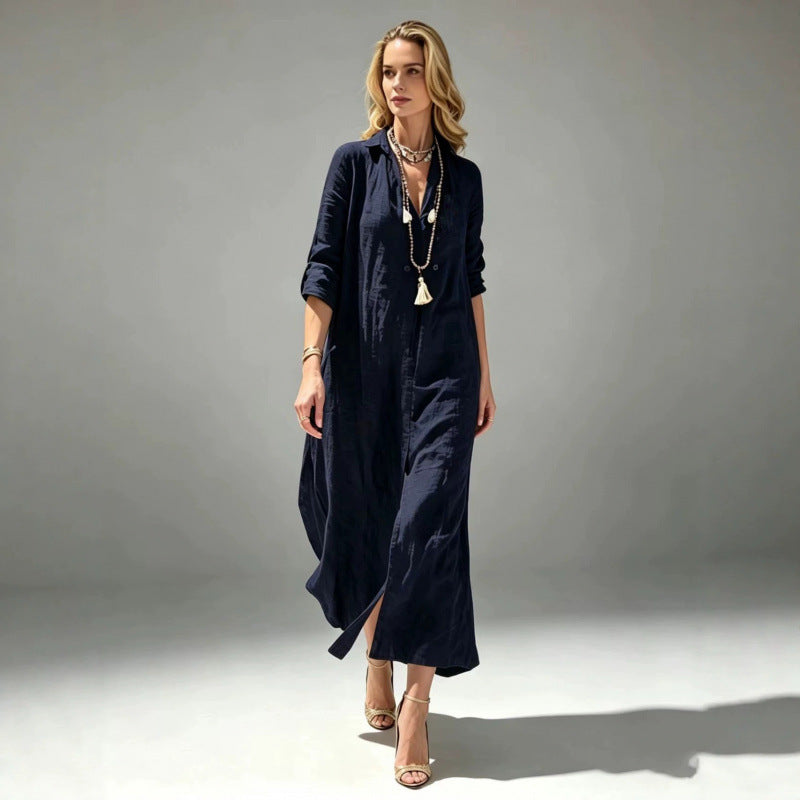Loose-fitting Slit-front Vacation-style Dress by Ricaloux