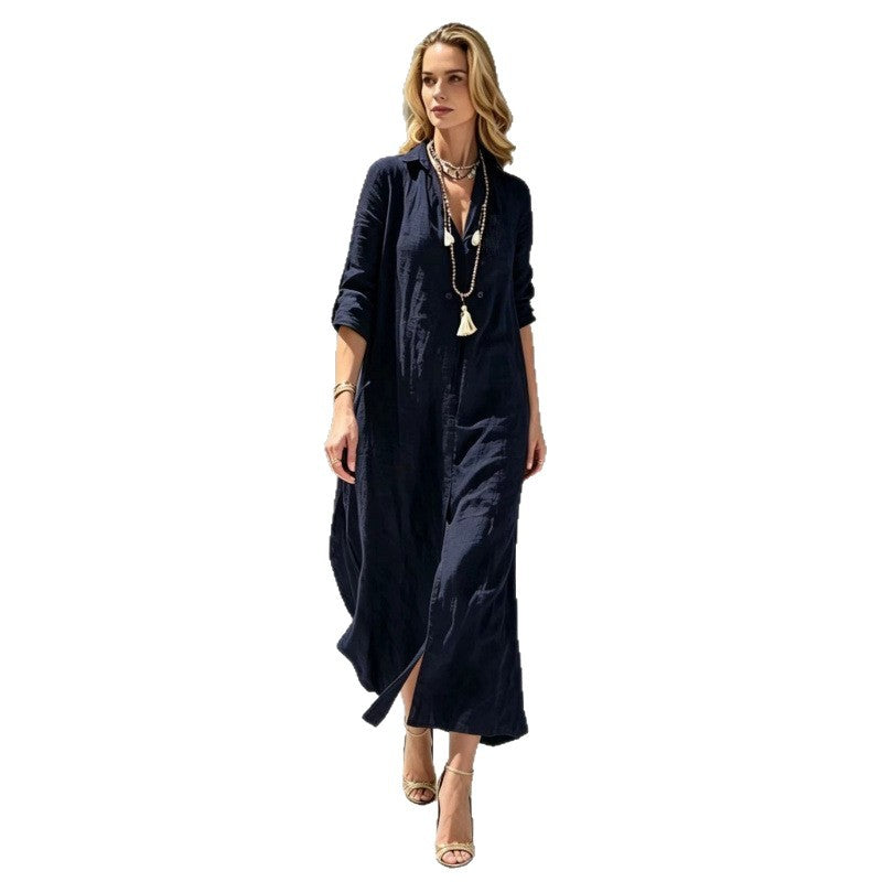 Loose-fitting Slit-front Vacation-style Dress by Ricaloux