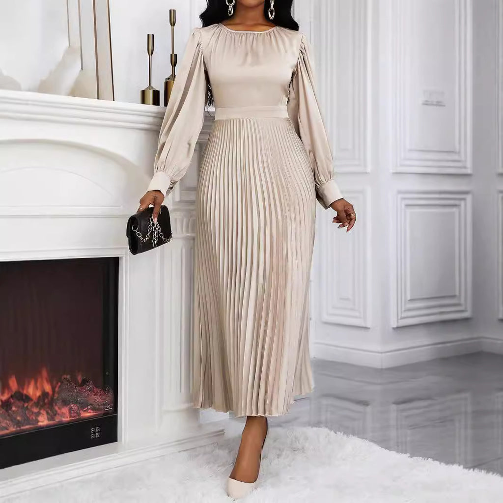 Long-sleeved Pleated Dress European And American Style by Ricaloux
