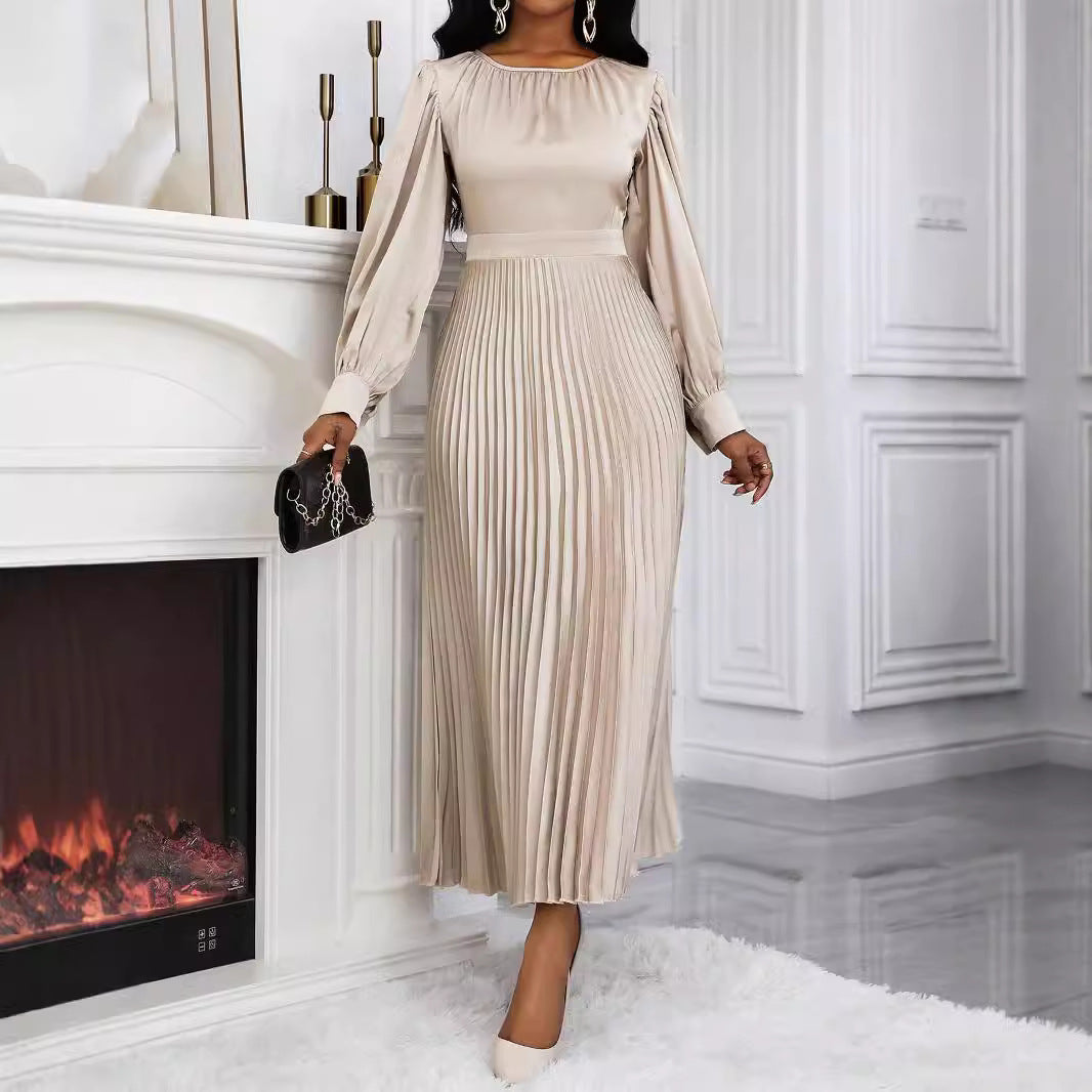 Long-sleeved Pleated Dress European And American Style by Ricaloux