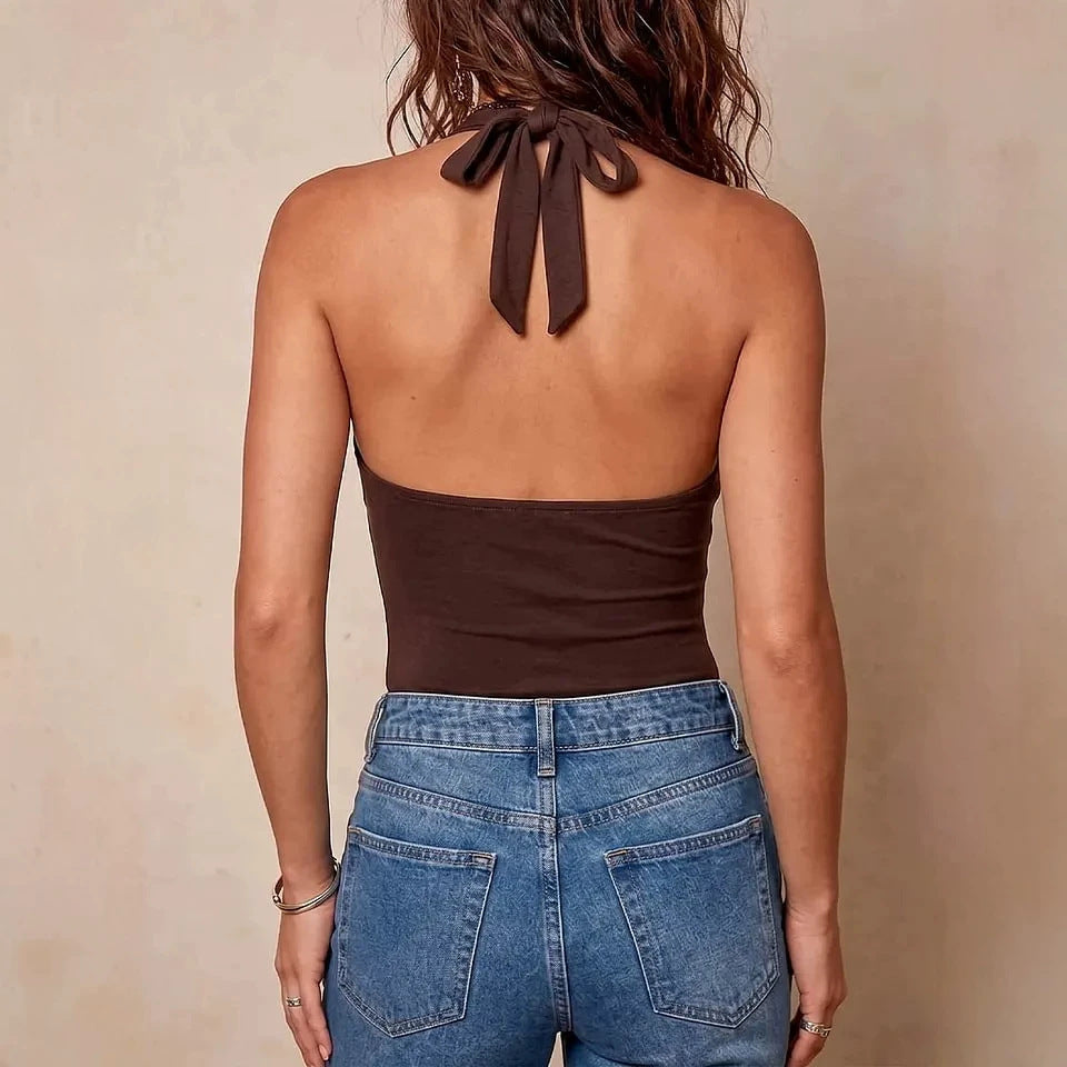 V-neck Halter Strap Off-shoulder Tank Top – Premium 0 | RICALOUX