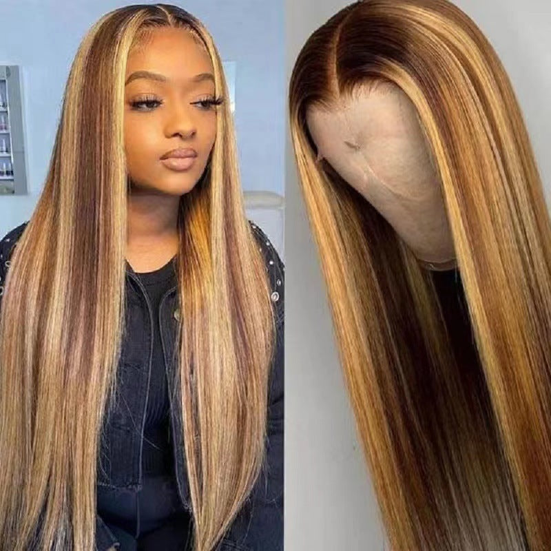 Front Lace Wig African Black Gradient Color Big Wave Wig Sheath – Premium 0 | RICALOUX