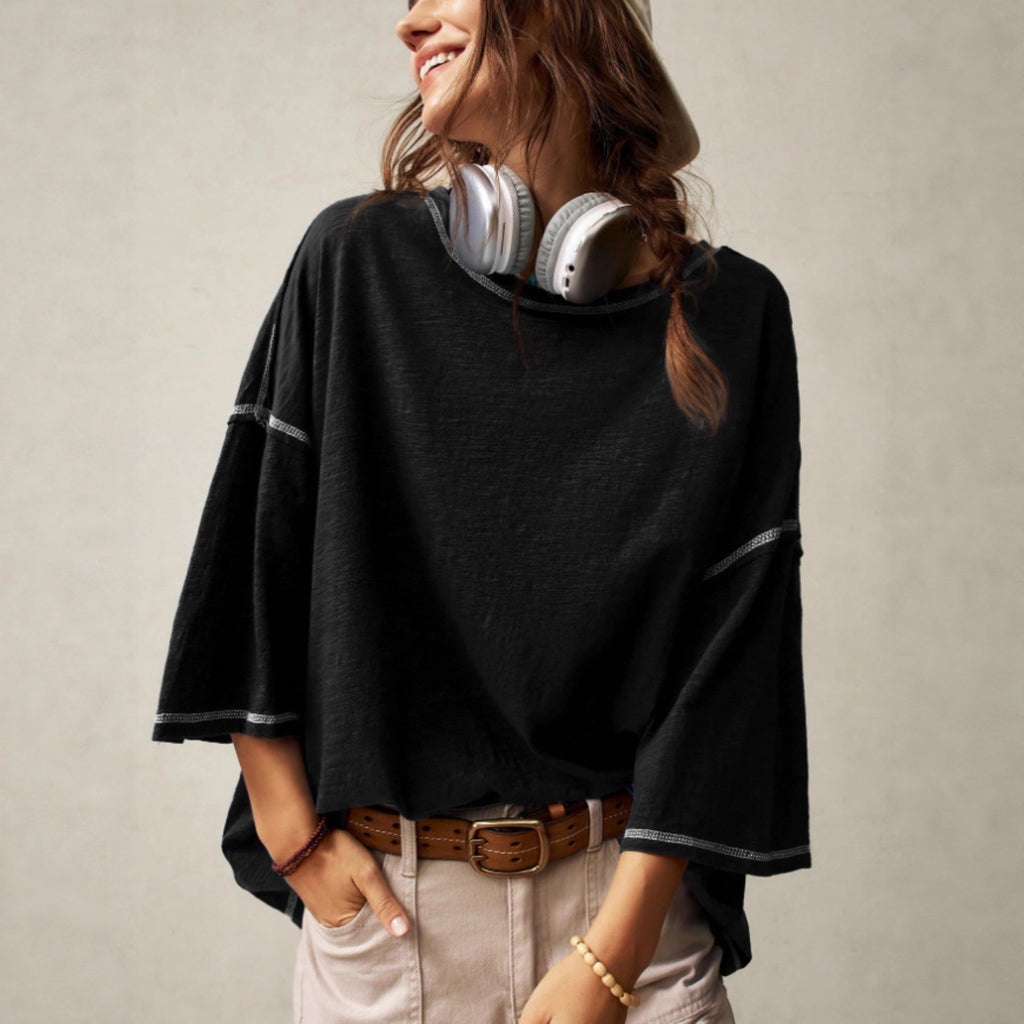Casual Crew-neck Solid-color Versatile Long-sleeve Pullover T-shirt – Premium 0 | RICALOUX