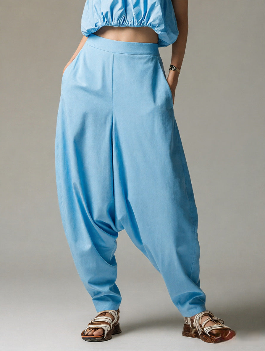 High-waisted Wide-leg Relaxed-fit Casual Trousers – Premium 0 | RICALOUX