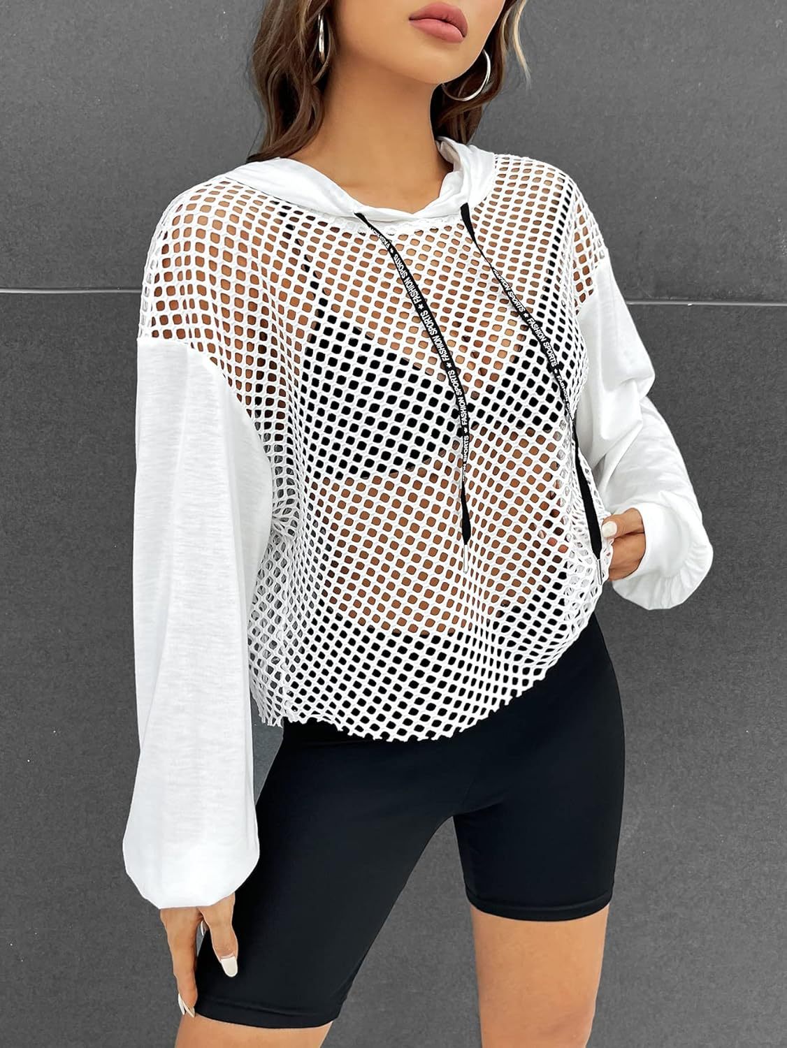 Mesh-Panel Casual Loose-Fit Sports Hoodie For Women – Premium 0 | RICALOUX