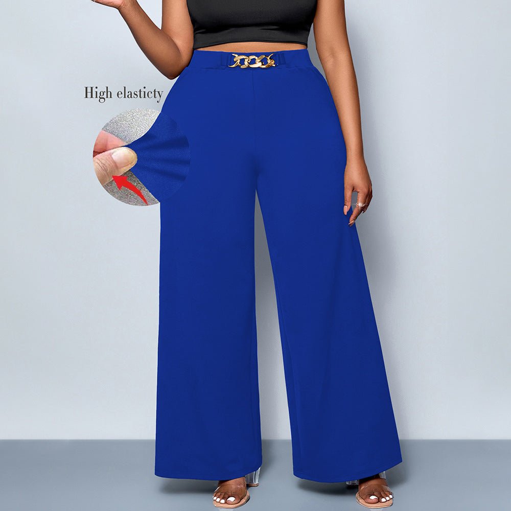 Summer Plus Size Metal Buckle Trousers For Women - RICALOUX