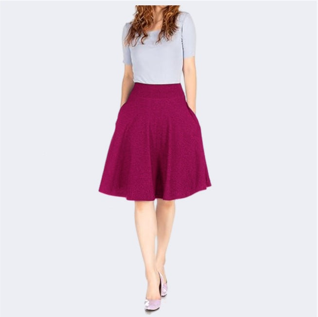 Knee-length A-line Skirt With Pockets Exuding An Elegant And Professional Vibe – Premium 0 | RICALOUX