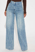 Straight-leg Washed Street-style Womens Jeans by Ricaloux