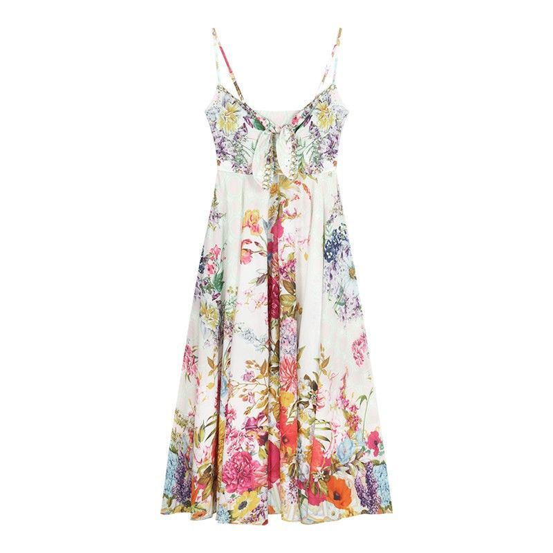 Floral-print Strap Dress Ethereal Long Skirt – Premium 0 | RICALOUX