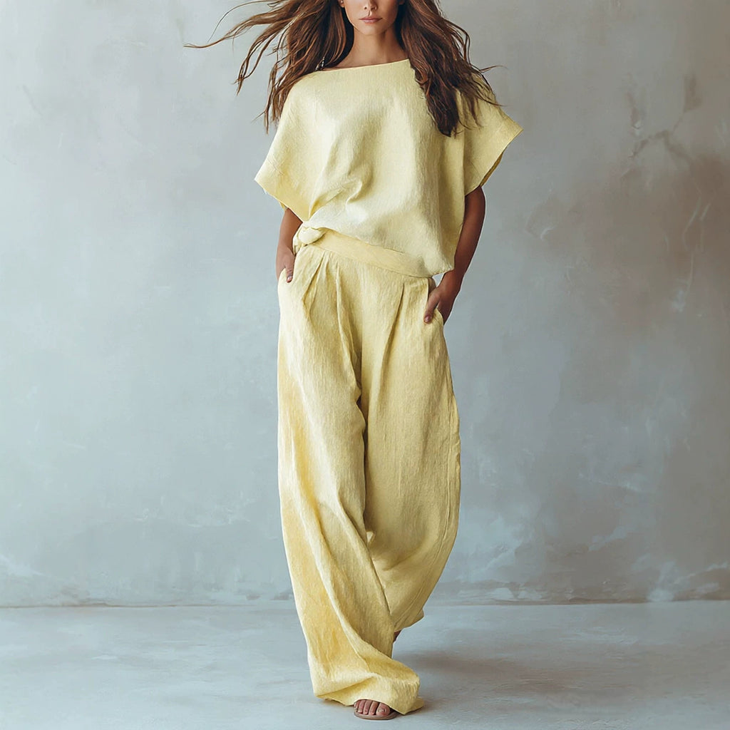 Loose-fit Figure-flattering Linen Two-piece Set by Ricaloux