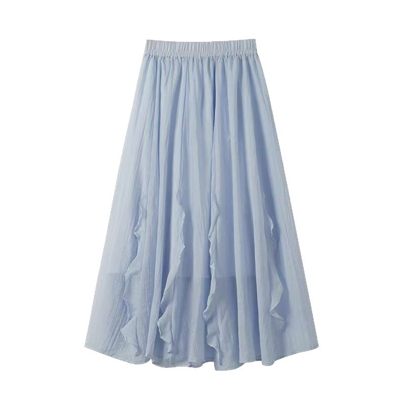 Womens French-style Irregular Ruffle Hem Designer Skirt by Ricaloux