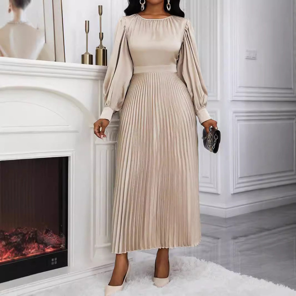 Long-sleeved Pleated Dress European And American Style by Ricaloux