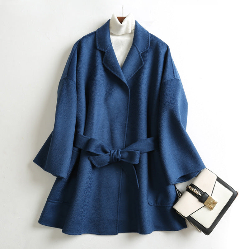 Mid-length Double-faced Wool Belted Coat by Ricaloux