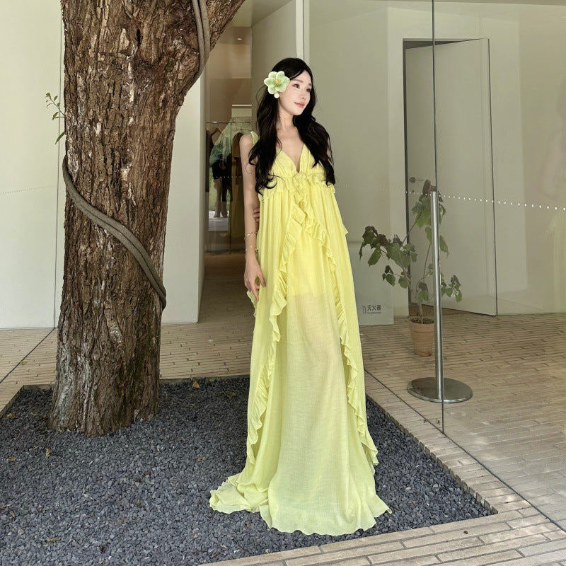 Yellow Beach Vacation Dress With A Resort Vibe – Premium 0 | RICALOUX