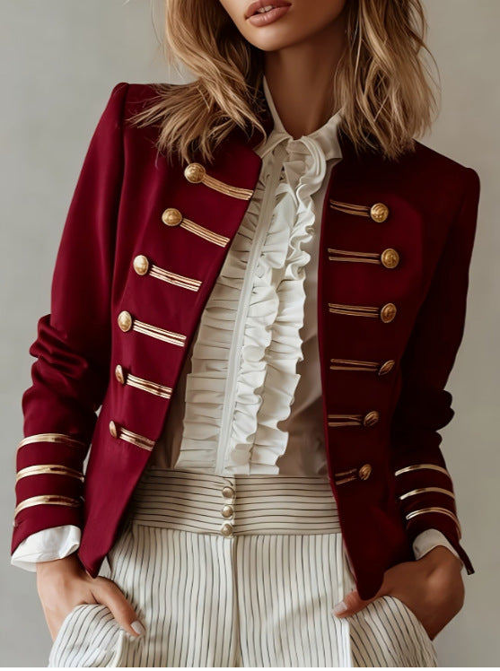 Navy-style Gold-striped Buttoned Jacket by Ricaloux