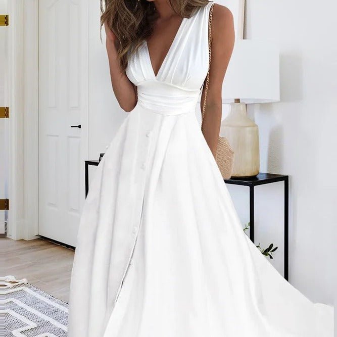 European And American V-neck Chest Wrap Dress - RICALOUX