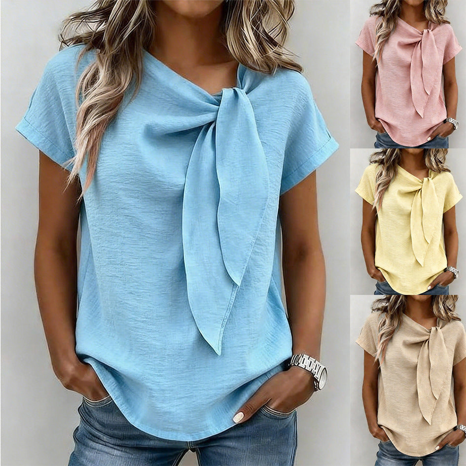 Womens Casual Loose-fit Fashionable Short-sleeve Top by Ricaloux