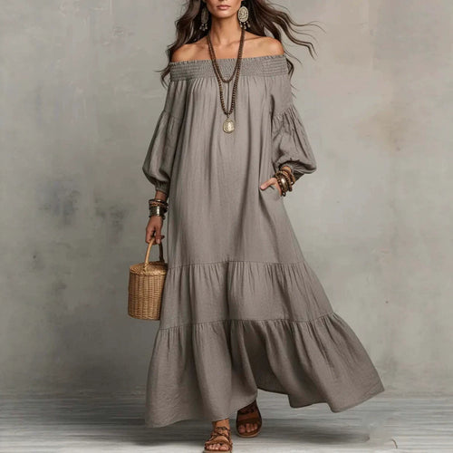 Bohemian Off Shoulder Long Dress by Ricaloux